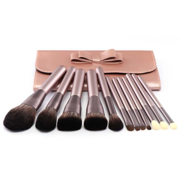 OEM Synthetic Hair 12PCS Makeup Brush Set Cosmetic Accessories with PU Bag