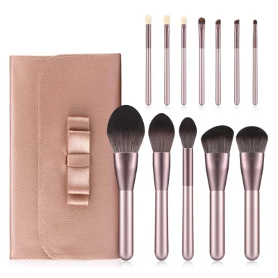 Ensemble de pinceaux de maquillage 12 pièces, cheveux synthétiques OEM, accessoires cosmétiques avec sac en PU