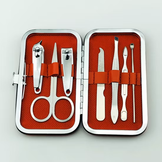 Coupe-ongles 7 ensembles d'outils avec Logo, ensemble de pédicure coupe-ongles cadeau