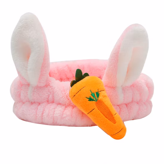Bandeau en molleton de corail doux avec oreilles de lapin, bandeau avec nœud pour fille et femme, lavage du visage, maquillage, couvre-chef mignon, accessoires pour cheveux