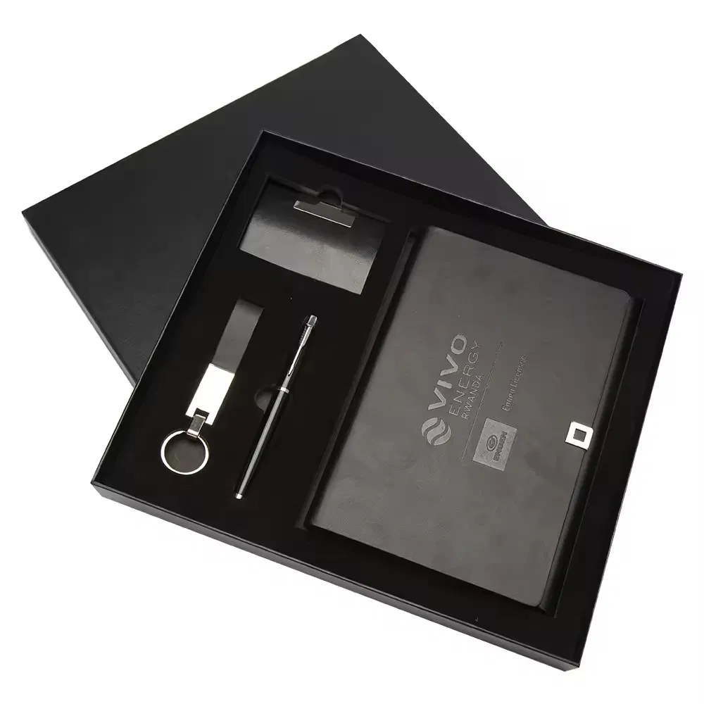 2023 Porte-clés avec logo personnalisé, tasse sous vide, stylo et coffret cadeau pour ordinateur portable en PU
